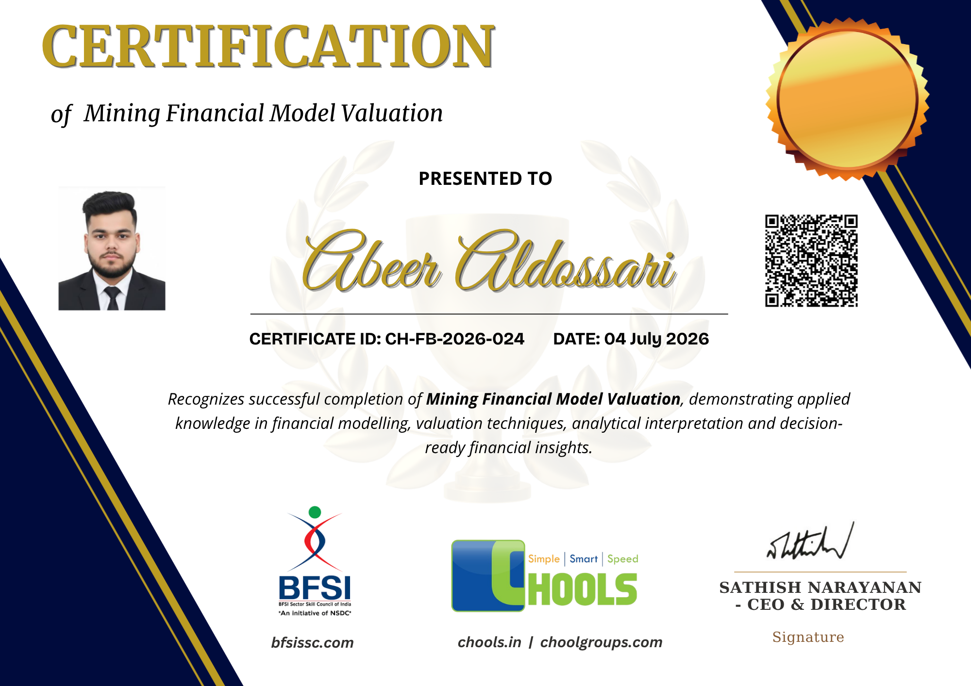 Mining Financial Model & Valuation Certificate